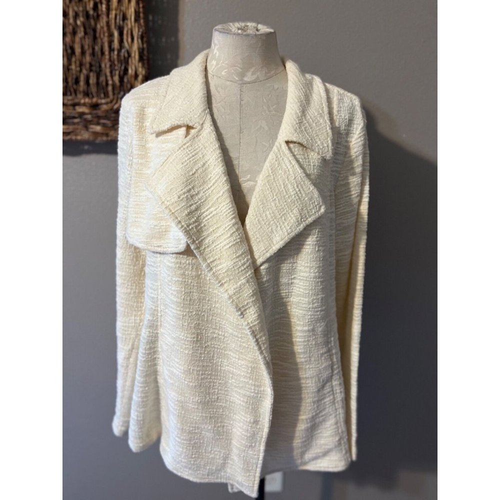 DR2  Daniel Rainn Trench Jacket Cardigan Sweater L Large Cream NWT